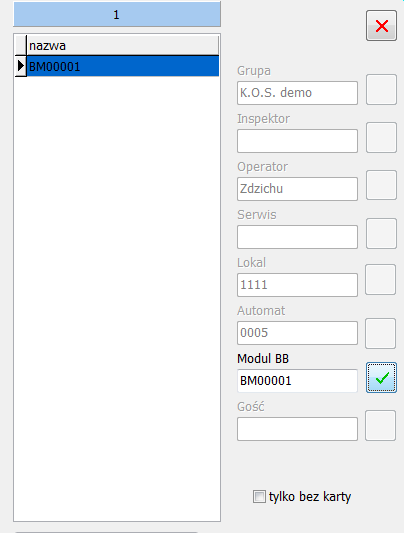 automatów, pełne nazwy lokali oraz miasta, w których się znajdują, numery telefonów kart SIM oraz uwagi umieszczane w odpowiednich polach w ustawieniach programu.