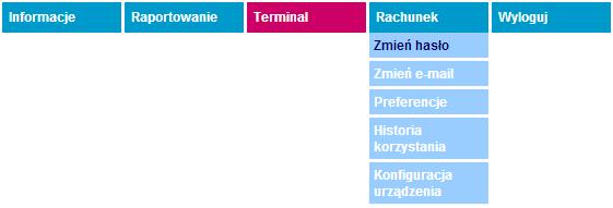 Korzystanie z menu Wi kszo funkcji dost pnych jest w menu Po poprawnym zalogowaniu si na górze ka dej strony widoczne jest menu.