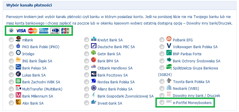 W panelu transakcyjnym dla Twojego ID sprzedawcy pojawią się teraz 2 nowe kanały płatności: 3.