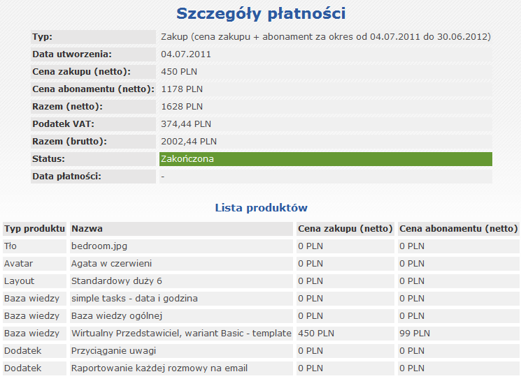 Zarządzanie kontem firmy i płatnościami Z poziomu strony głównej avatars market, dostępne są zakładki Płatności oraz Ustawienia firmy.