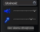 PS S Głośność W tej zakładce mamy możliwość regulacji parametrów Audio. Możemy tutaj regulować: głośność dźwięku w głośniku czułość mikrofonu Przyciskiem Wyłącz dźwięk alarmu możemy wyłączyć alarm.