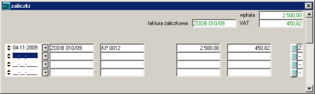 Rozliczenie częściowe zaliczki Może się zdarzyć, że pobrana zaliczka musi zostać rozliczona w kilku fakturach, powodując też różny termin rozliczenia VAT.