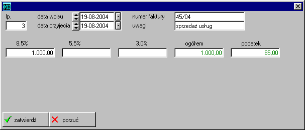 kprr=1 - ważne dla drukarek igłowych: wymuszony druk 20 znaków na cal (najwyższy) miesiacfolio=1 - na wydruku w podsumowaniu pojawia się osobne sumowanie w ramach miesięcy Jak wprowadzić dodatkowe