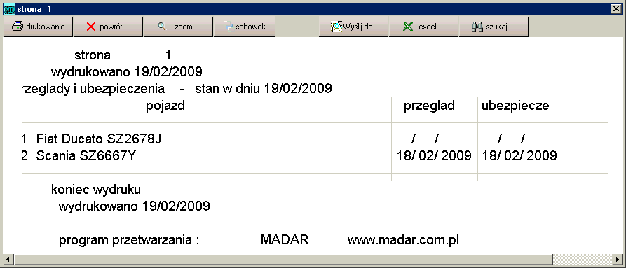 Rysunek 1.24: Ewidencja przebiegu pojazdu temat zadanie, kontrakt - rejestrowane na liście tematów??, uwagi pola tekstowe do wprowadzania dodatkowych informacji.