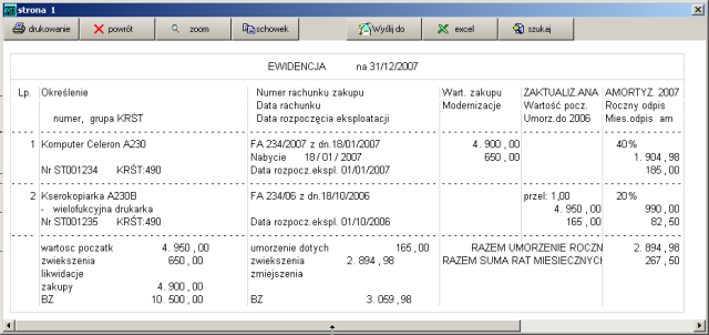 klasa ewidencja rodzaj ewidencji: bilansowa lub podatkowa 1.7.4.