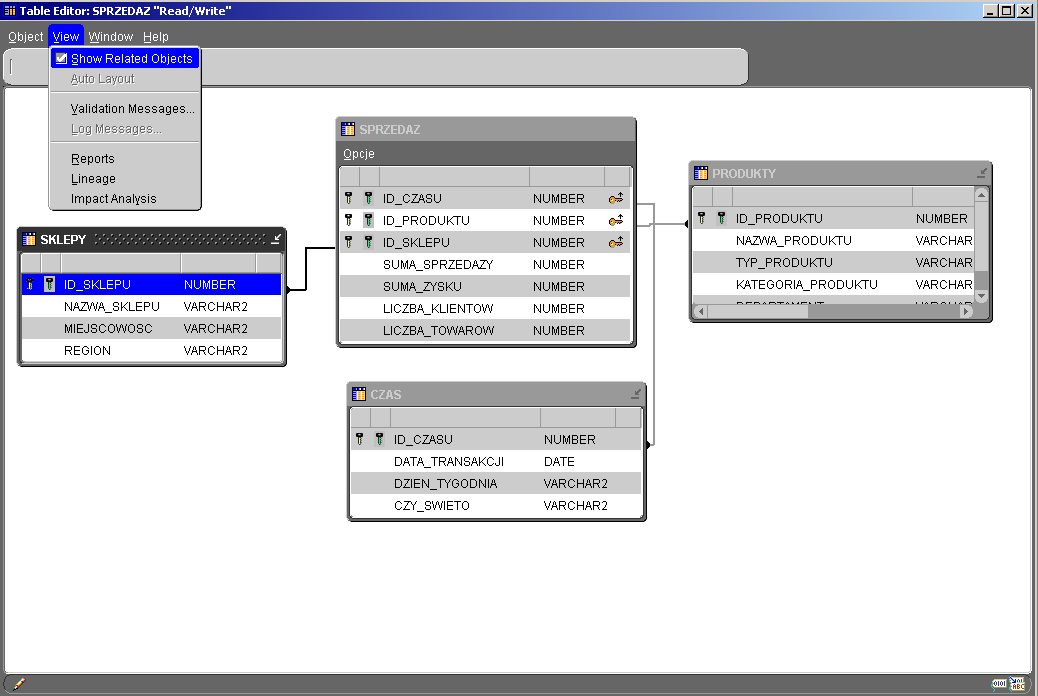 OWB: Modelowanie relacyjnego schematu 49 hurtowni danych