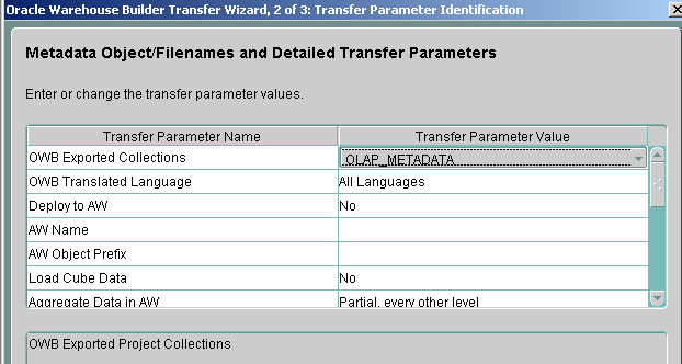OWB: Transfer metadanych OLAP do bazy danych Przykład (4/5) 84 Parametry transferu metadanych Możliwość utworzenia Analytic Workspace i wypełnienia go