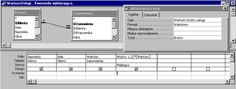 18 Konstruowanie baz danych, c Marcin Szpyrka 2005/06 Typ zestawu rekordów określenie, czy używany przez formularz lub raport zestaw rekordów to: Dynamiczny możliwość aktualizowania w powiązaniu