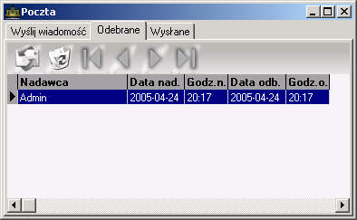 Rys.25. Wiadomości odebrane. Na zakładce Wysłane znajduje się lista wiadomości, które wysłaliśmy do innych uŝytkowników. Wygląd tej zakładki jest podobny jak przy wiadomościach odebranych.