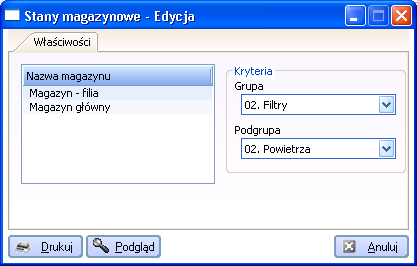 9.5 Raporty magazynowe Raporty te umoŝliwiają sprawną gospodarkę magazynową i są pomocne przy tworzeniu zamówień. Rys. 9-16 Raporty magazynowe 9.5.1 Stany magazynowe Raport ten pozwala na wyświetlenie listy towarów wraz z ich stanami magazynowymi.