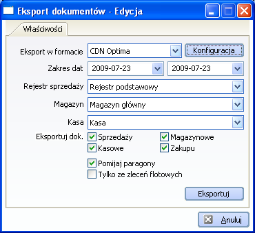 12 Interfejs Systemów Finansowo-Księgowych System Integra 7 współpracuje obecnie z programami finansowo-księgowymi w zakresie: a) eksportu dokumentów sprzedaŝy do programów: - Subiekt - Symfonia b)