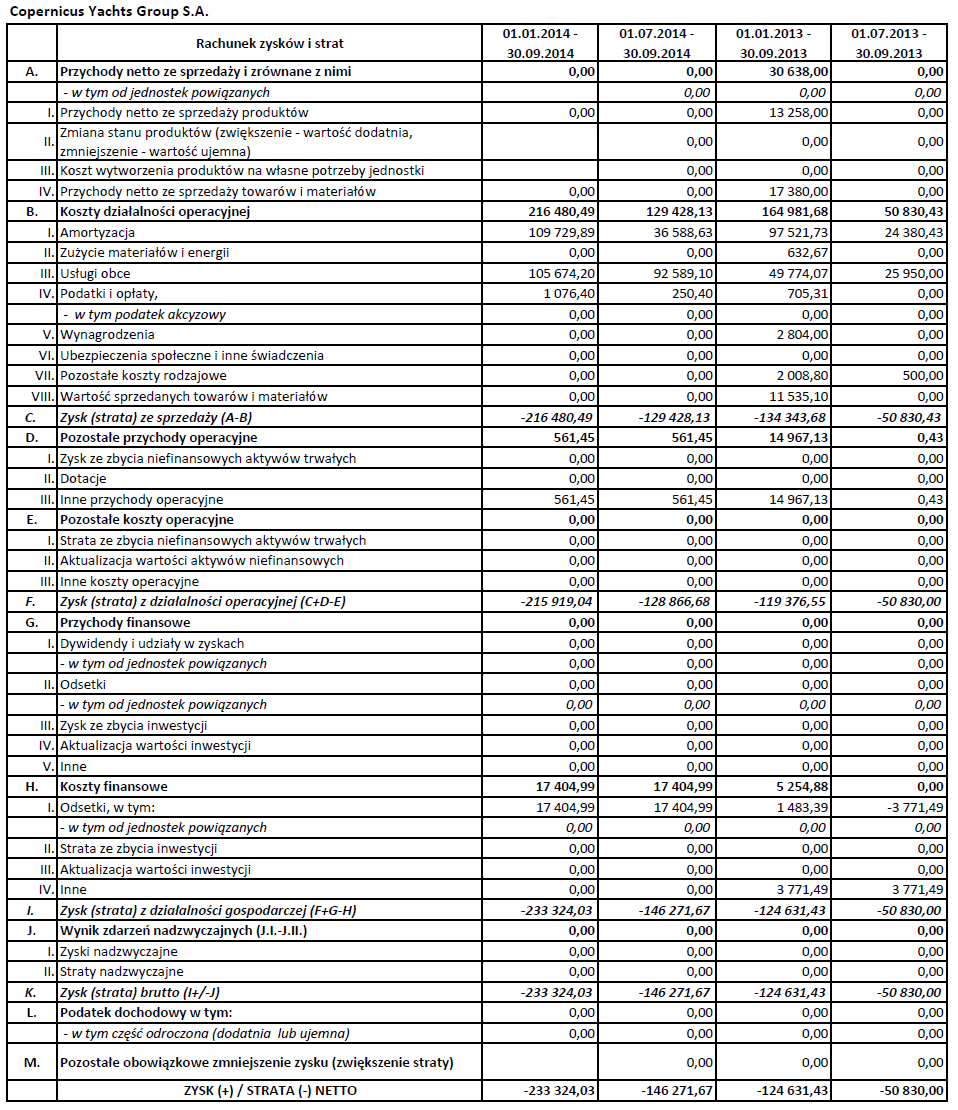7. DANE FINANSOWE JEDNOSTKOWE RACHUNEK ZYSKÓW I STRAT, BILANS,