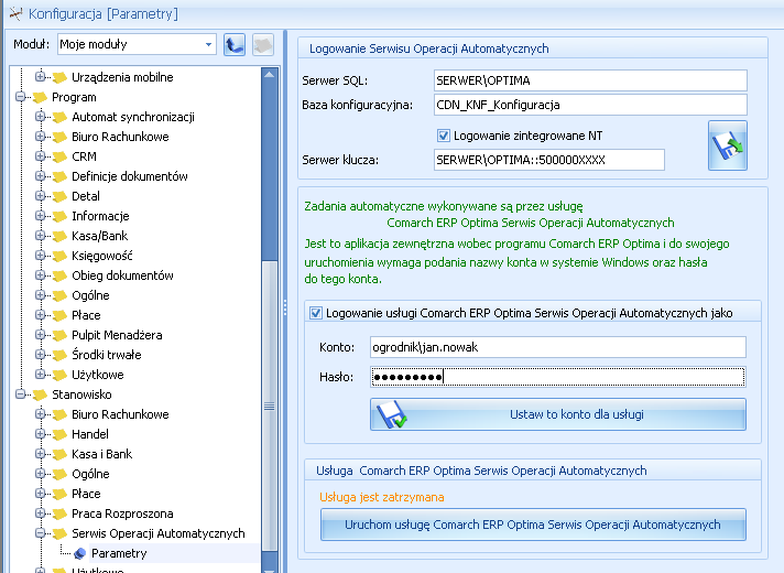 Rys. Serwis Operacji Automatycznych Uwaga: W przypadku systemów operacyjnych Windows Vista, Windows 7, Windows 8, Windows Server 2008, Windows Server 2008 R2, Windows Server 2012, Windows Server 2012