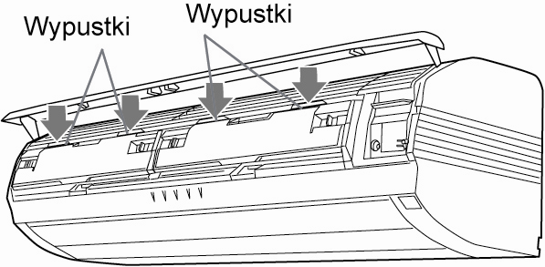 Konserwacja kratki wlotowej W tym samym czasie oczyść pojemnik na kurz. 1. Otwórz panel czołowy. Patrz procedura 1 w części Czyszczenie pojemnika na kurz (strona 17). 2. Wyjmowanie kratek wlotowych.