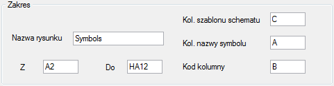 Zakładka Rysunek Wskazujemy arkusz i zakres zawierające informacje o schemacie. Zobacz: Rysunek/Informacje.