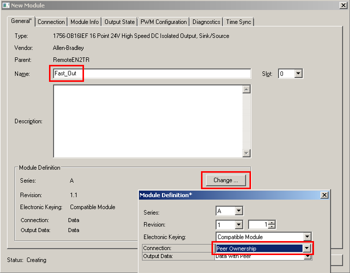 21. Wybierz zakładkę Connection. Odznacz opcję Use Unicast Connection over Ethernet/IP. 22. Aby wyeliminować ew. zakłócenia aktywujemy filtry na wejściach. Kliknij na zakładkę Configuration.