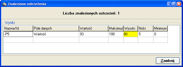 Tylko w wersji Advanced Kasowanie alarmu W celu skasowania określonej wartości alarmu dla symbolu wykonaj, co następuje: 1) Kliknij na symbolu w Oknie schematu.