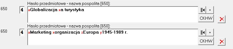 650 hasło przedmiotowe nazwa pospolita W polu 650 wpisujesz najbardziej ogóle hasła, których nie możesz zakwalifikować jako osobowe,