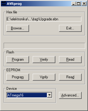 AVRprog (AVR Studio) (PROGRAMATOR Z WSADEM AVR910) AVRprog może być wywoływany z poziomu środowiska lub jako samodzielna aplikacja.