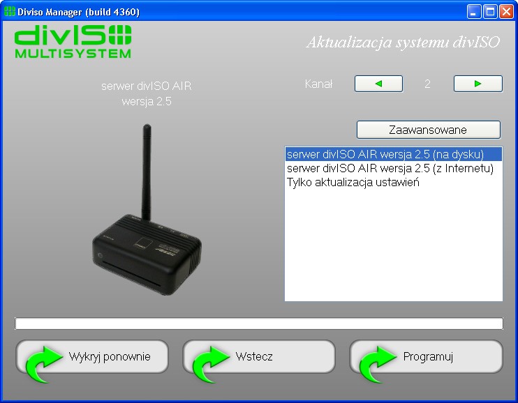 Prosimy upewnić się, że nazwa dołączonego serwera widoczna jest w oknie wyboru portu. USB Serial Port diviso multisystem Następnie prosimy kontynuować naciskając.