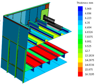 SOLIDWORKS Simulation Renderowanie obiektów skorupowych zgodnie z ich grubością (model dostarczany przez Grantec Engineering Consultants, Inc.