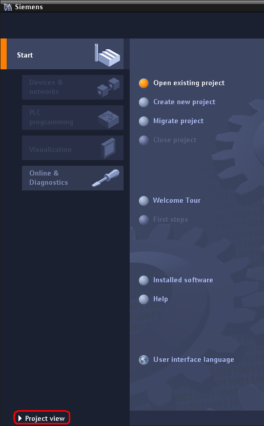 3 Wstęp do nowego projektu 3.1 Nowy projekt W celu utworzenia nowego projektu należy uruchomić: Totally Integrated Automation Portal (TIA), a następnie przejść do Project view.