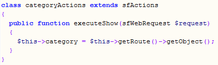 Należy teraz podmienić zawartość pliku apps\frontend\modules\category\actions\actions.class.