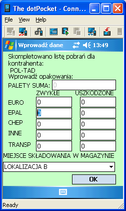 Dla pozostałych towarów na liście powtórz powyższą operację. Gdy fizycznie skompletujesz pełną paletę z towarami, powinieneś nadać jej kod kreskowy.