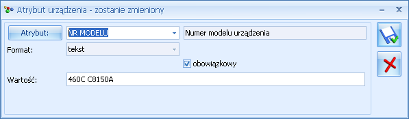 Podręcznik Użytkownika systemu Comarch OPT!MA Str. 37 Format format danej zapisywanej jako atrybut, przeniesiony z definicji atrybutu zapisanej w Ogólne/ Atrybuty towaru.