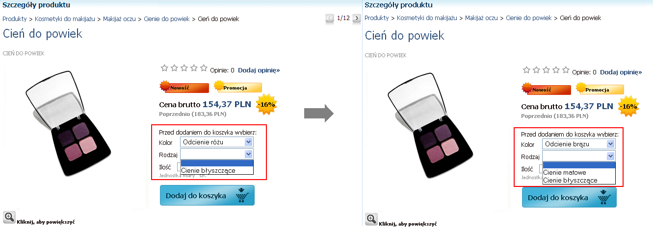 2.2 Wielocechowość towaru partie cech (Wersja Enterprise) Wersja 6.0 Comarch isklep24 Enterprise umożliwia powiązanie atrybutów wielowartościowych towaru (cech towaru) z ich stanami magazynowymi.