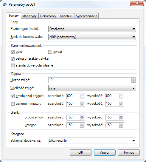 SZCZEGÓŁOWY OPIS FUNKCJONALNOŚCI oscgt Szczegółowy opis funkcjonalności oscgt PARAMETRY oscgt Po zainstalowaniu programu należy przystąpić do wprowadzenia istotnych ustaleń dotyczących