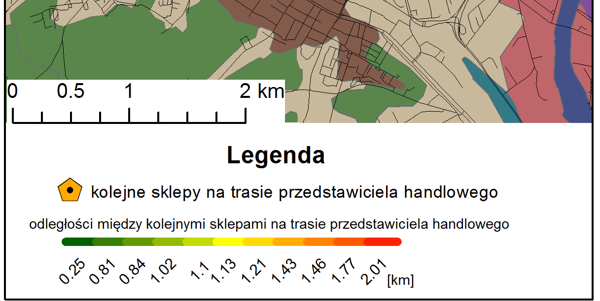 Rysunek 4 Mapa optymalnej trasy przejazdu między sklepami danej sieci przez