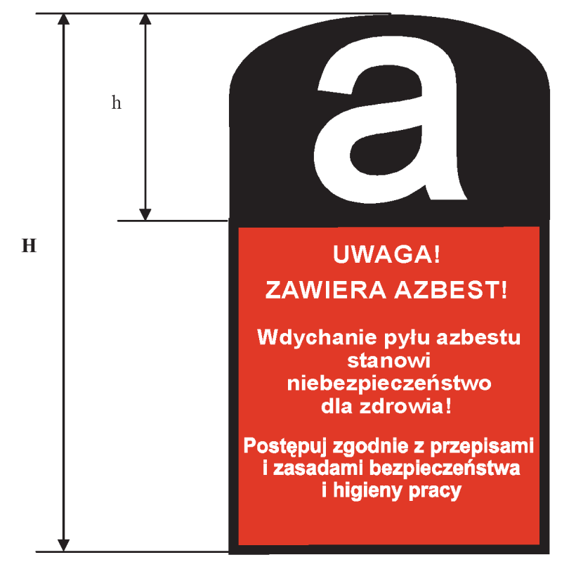 załącznik nr 4 WZORY OZNAKOWANIA WYROBÓW ZAWIERAJĄCYCH AZBEST Określone w Załącznikach nr 1 i 2 do rozporządzenia Ministra Gospodarki z dnia 13 grudnia 2010 r. (poz. 31 z późn. zm.