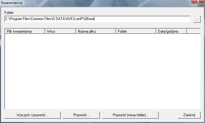 Dodatek 77 Narzędzie należy uruchomić w folderze C:\Program Files\Common Files\G DATA\AVKScanP.