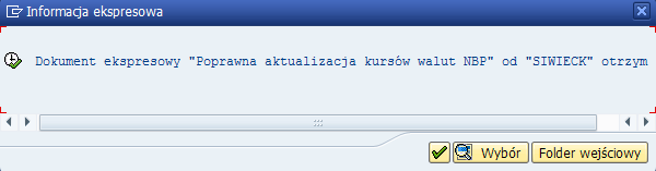 Raport o poprawnym/ niepoprawnym wykonaniu EasyExchangeRates sygnalizuje poprawne/