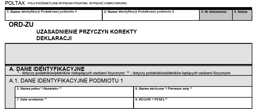 Korygowanie e-deklaracji (2) Do korekty automatycznie dołączany