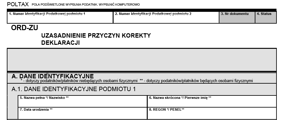 Korygowanie e-deklaracji (2) Do korekty automatycznie dołączany