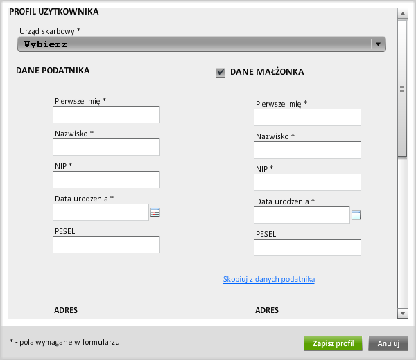 Profile użytkowników (2) W profilu możemy wpisać wszelkie dane osobowe i teleadresowe np.