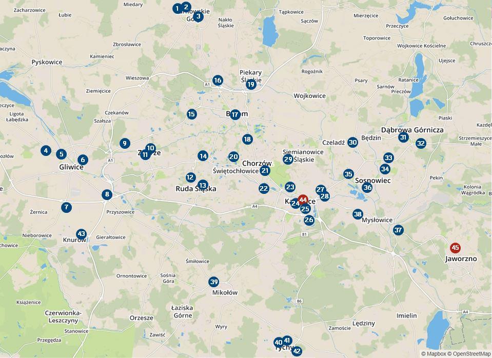 W centrach handlowych konurbacji katowickiej łącznie działa ok. 2 580 sklepów. Największą grupę najemców stanowią sklepy z branży mody (25%) oraz usług (18%).