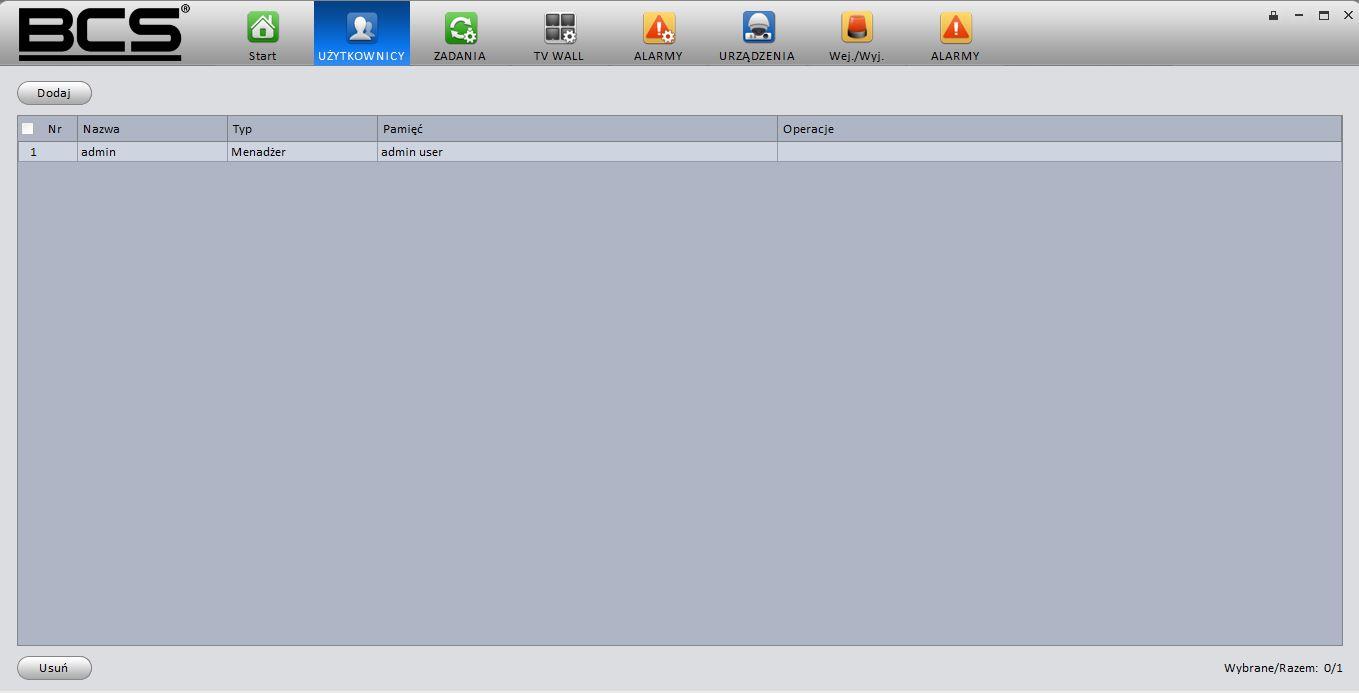 3.3 Konfiguracja początkowa 3.3.1 Menadżer użytkowników Tutaj możesz dodać, modyfikować lub usunąć użytkownika.