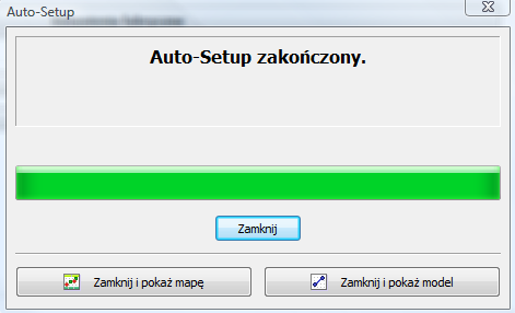 Strona 27 z 66 Rys. 3.20 Okno postępu procedury Auto Setup. Po pomyślnym zakończeniu całej procedury użytkownik jest informowany za pomocą monitu jak na Rys. 3.21. Rys. 3.21 Okno z informacją o pomyślnym zakończeniu Auto Setup u.