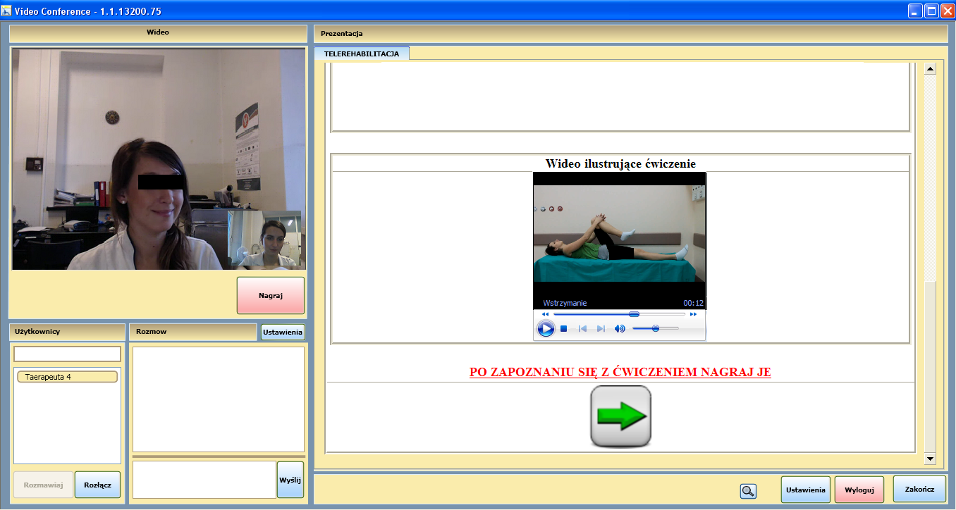 Platforma telerehabilitacyjna To autorska platforma stworzona z myślą o pacjentach wymagających rehabilitacji, którzy nie mogą dotrzeć do Zakładu