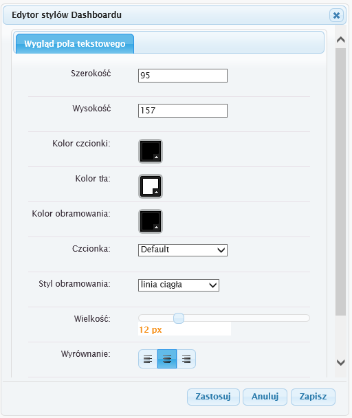 Rysunek 104 Elementy wyliczane 1.5. Możliwość dodawania linii i pól tekstowych w dashbordach. Dashboardy rozszerzone zostały o nowe elementy linie i pola tekstowe.