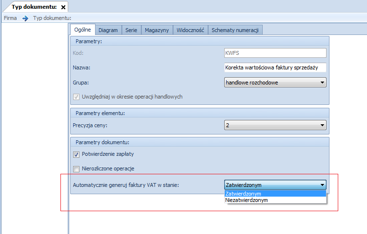 Aktywacja stanu niezatwierdzonego pociąga za sobą automatyczną aktywacje stanu anulowanego.