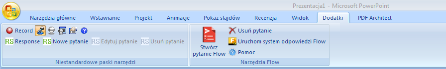 28 Dodatki do PowerPointa Dodatek dla PowerPointa instaluje się automatycznie podczas instalacji programu Flow.