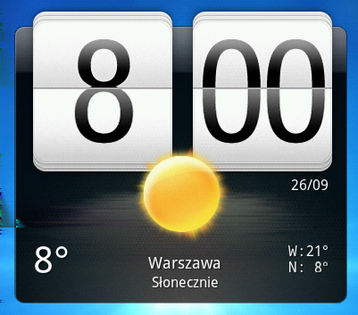 150 Android Market i inne aplikacje Korzystanie z aplikacji Zegar Informacje na temat widżetu Zegar HTC Widżet Zegar HTC umożliwia wyświetlanie bieżącej daty, godziny i lokalizacji.