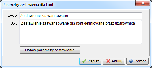 o Pomiń analityki zakładka służy do podania, które analityki pominąć przy zestawieniu.