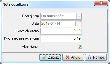 UWAGA! Po ustawieniu parametru na wartość Tak i nie zaakceptowaniu noty odsetkowej, nie będzie można takiej noty rozliczyć.