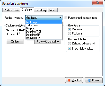 Wybór własnej czcionki w polu Czcionka użytkownika można zmienić rodzaj używanej czcionki lub przywrócić ustawienia domyślne.