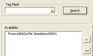 Okno Tag Serach Query Nazwa pola Tag Mask Server Serach display Output With Output Range Cols Rows Output displays Opis Pole kryteriów wyboru zmiennych. Znak (*) zastępuje ciąg znaków. Znak (?) zastępuje jeden znak.